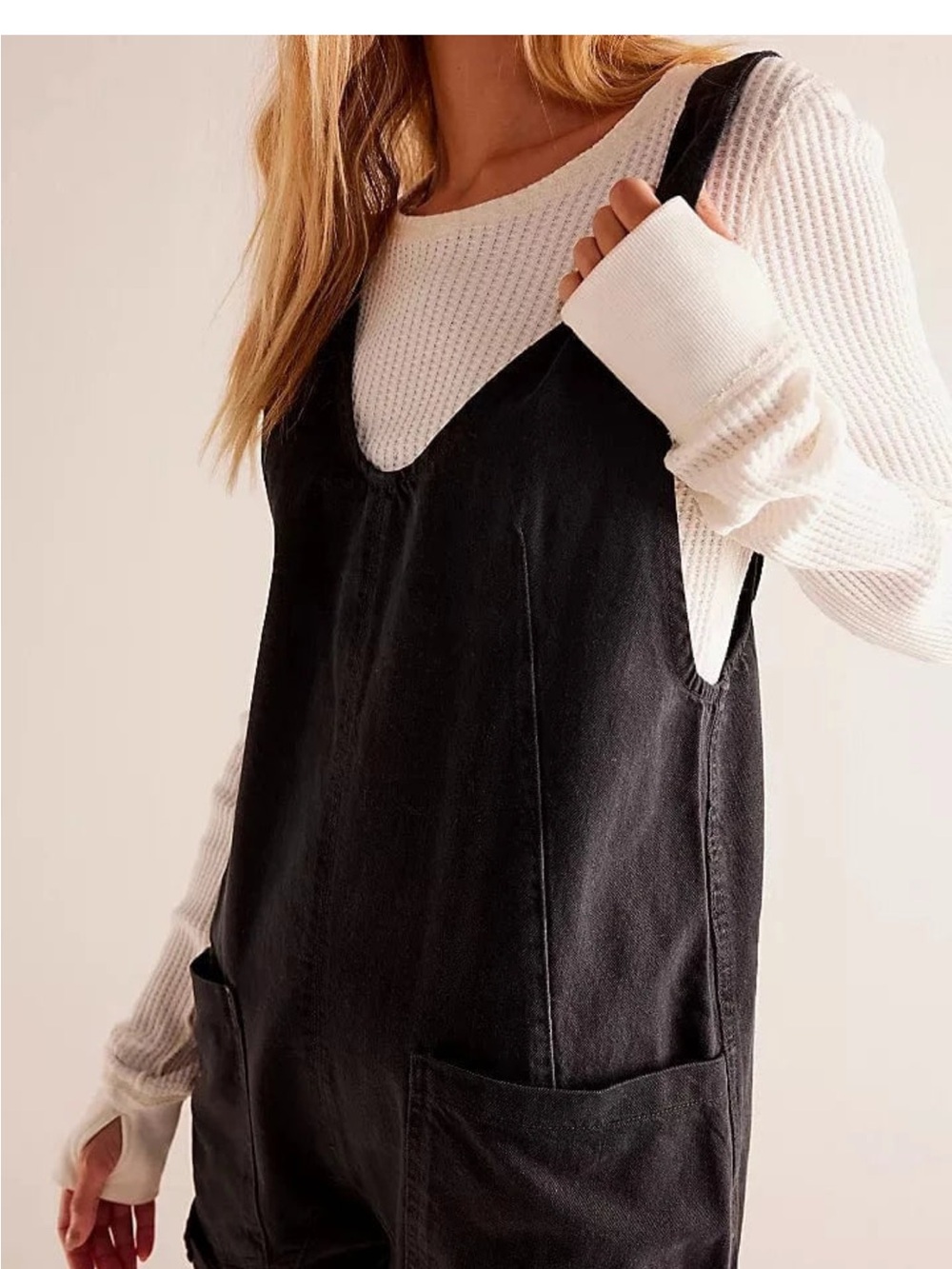 We The Free Black Women's Boyfriend Jeans Overalls